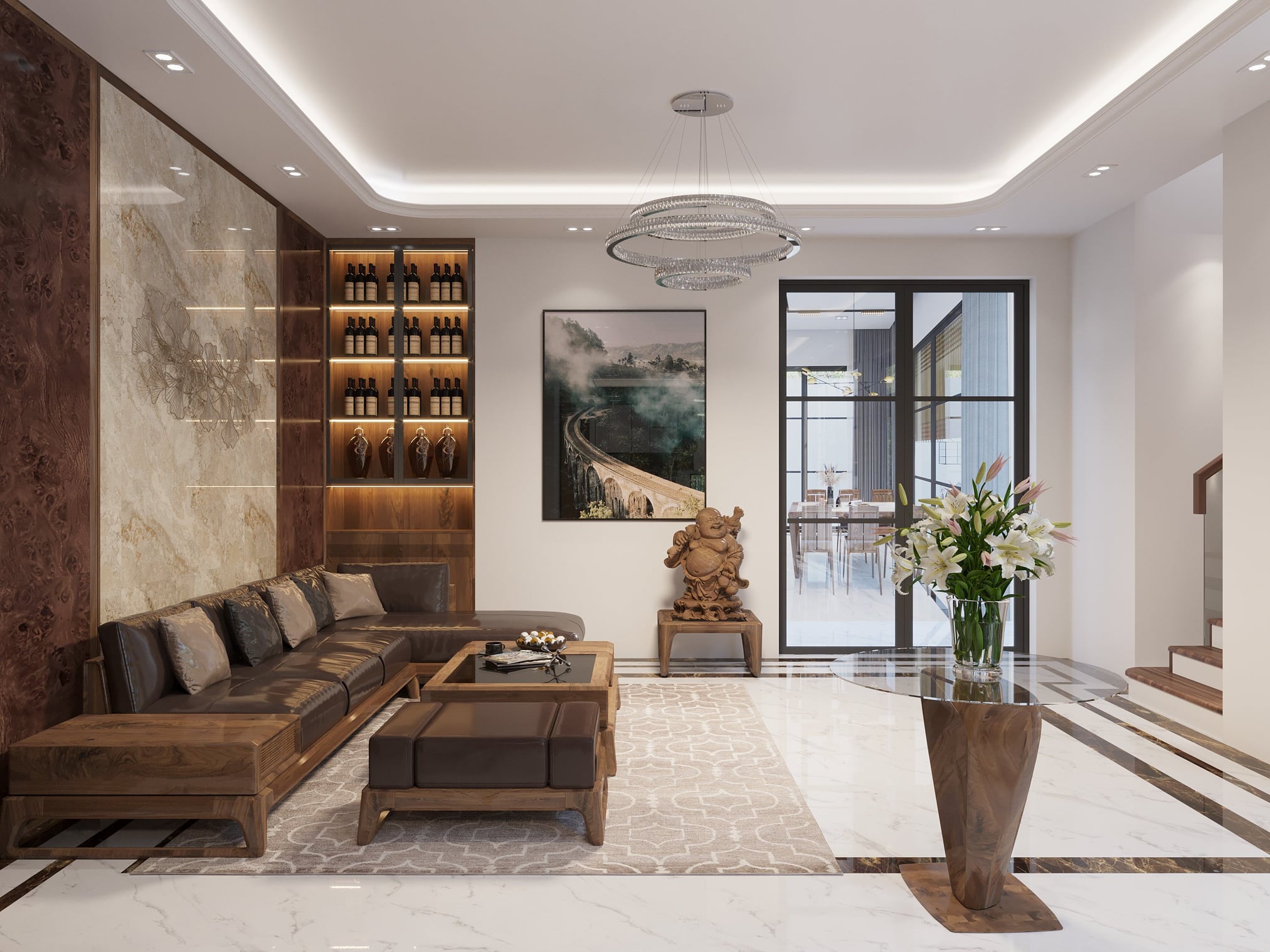 3D Interior Model Kitchen Living room 0259 Scene 3dsmax