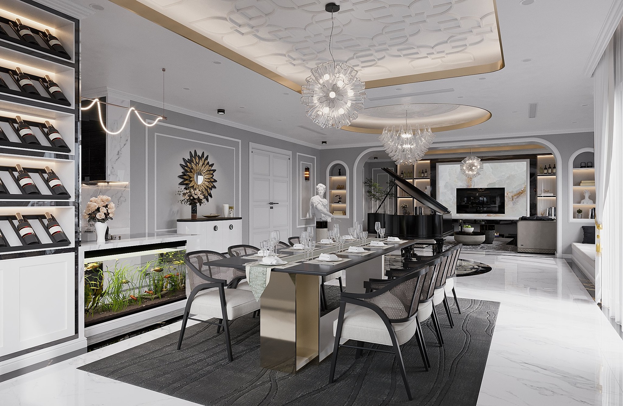 3D Interior Model Kitchen Living room 0260 Scene 3dsmax