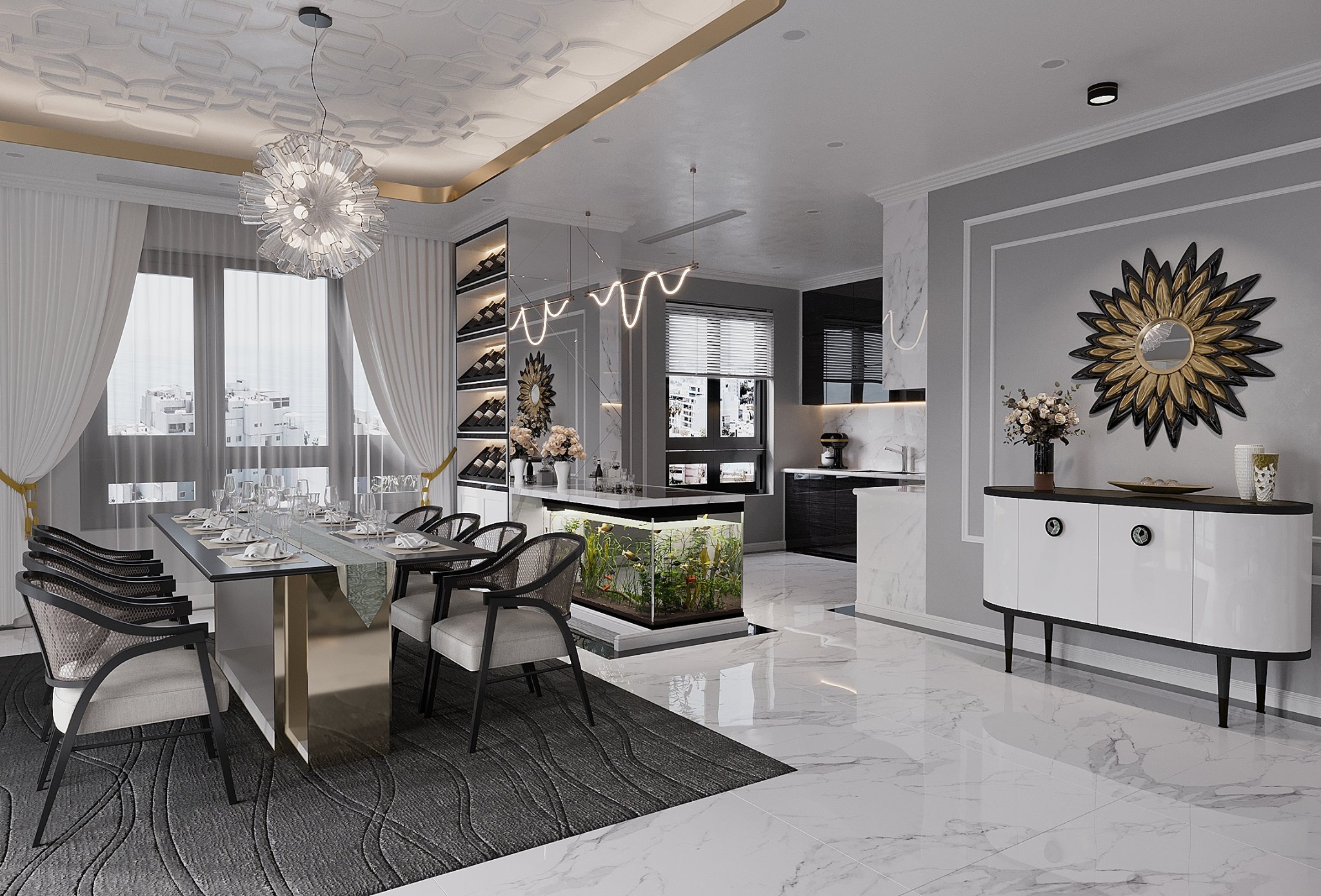 3D Interior Model Kitchen Living room 0260 Scene 3dsmax