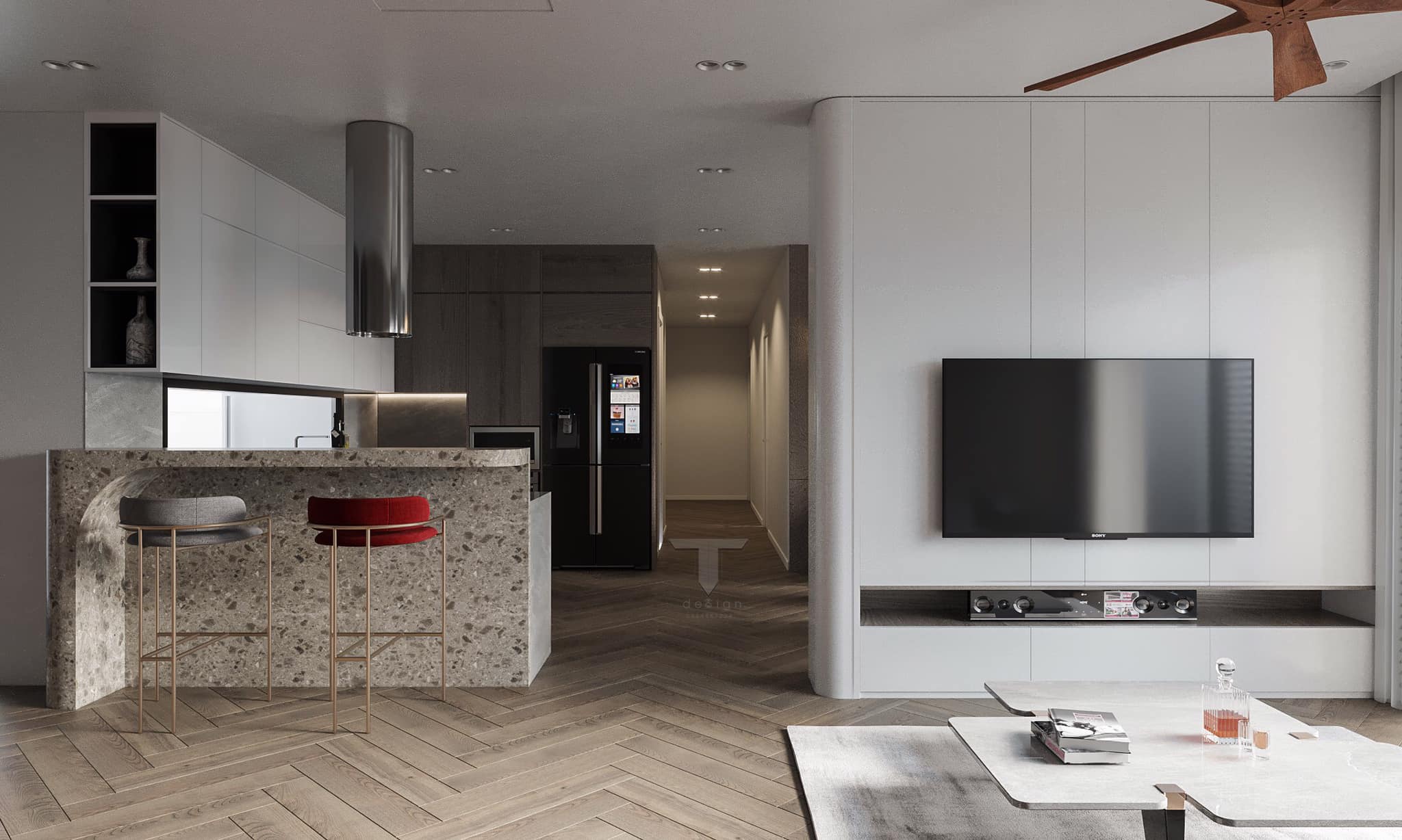 3D Interior Model Kitchen Living room 0262 Scene 3dsmax