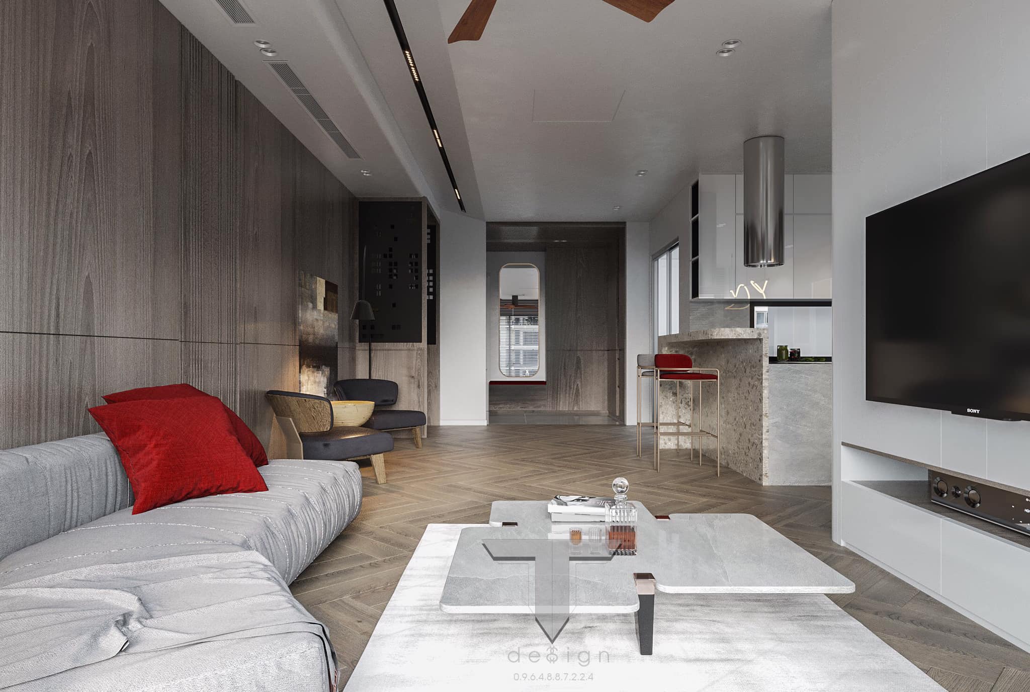 3D Interior Model Kitchen Living room 0262 Scene 3dsmax