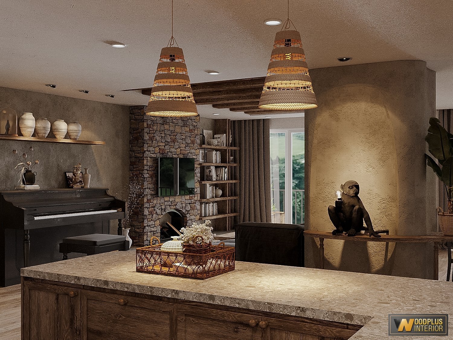 3D Interior Model Kitchen Living room 0263 Scene 3dsmax