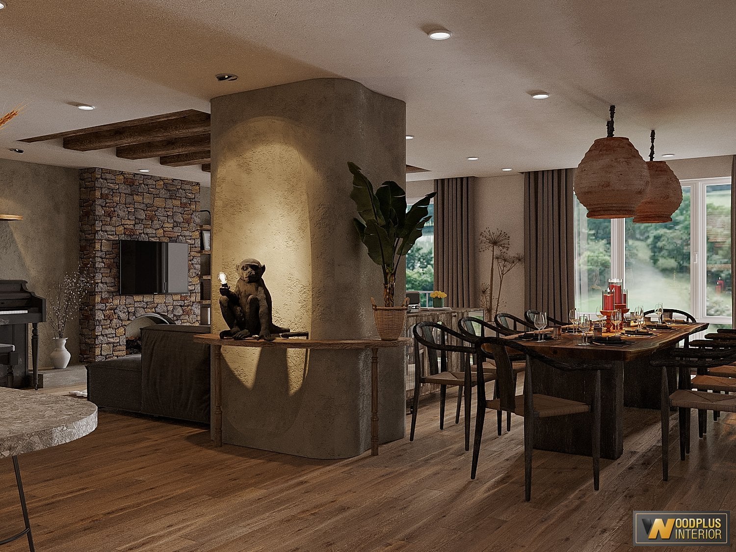 3D Interior Model Kitchen Living room 0263 Scene 3dsmax