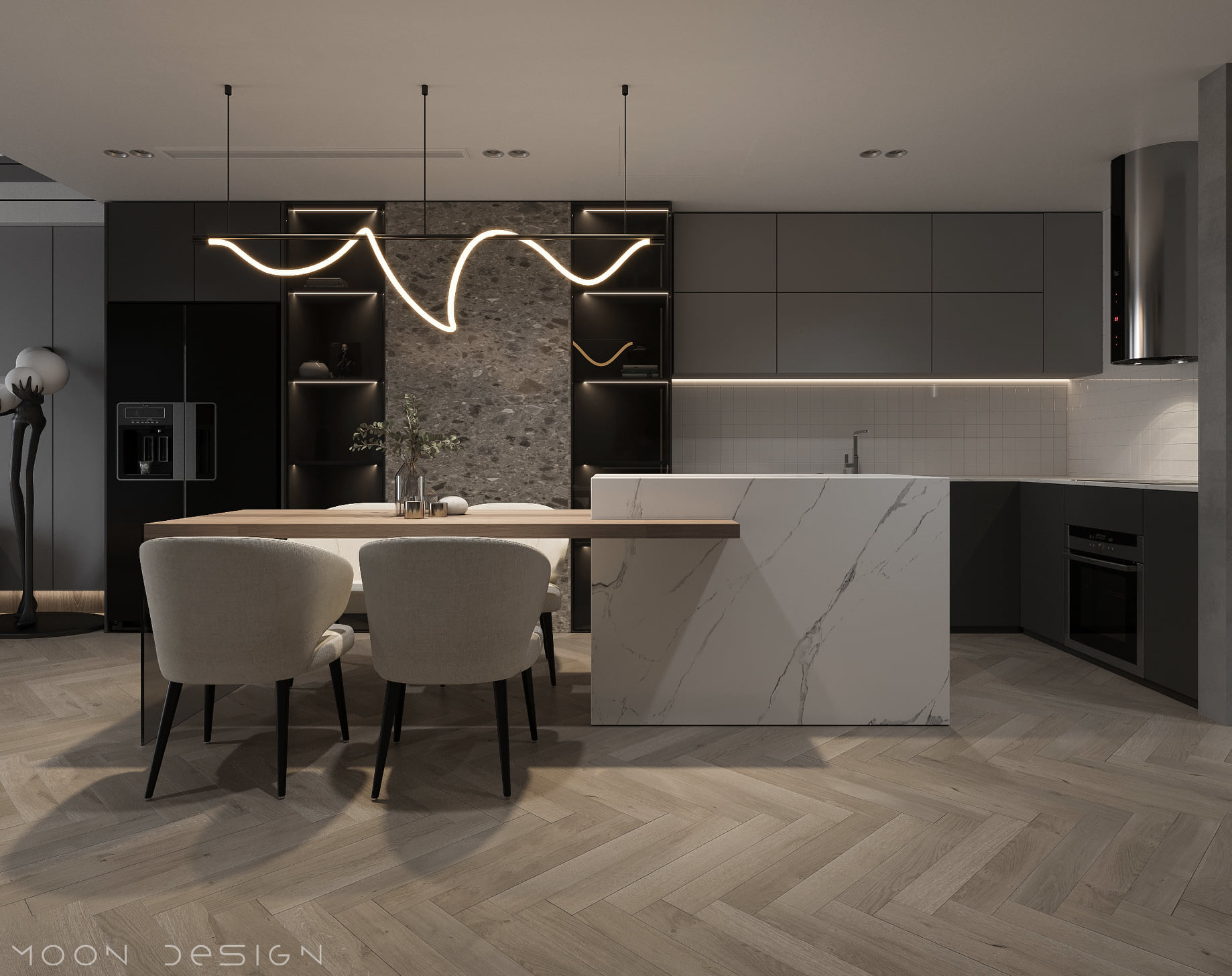 3D Interior Model Kitchen Living room 0264 Scene 3dsmax