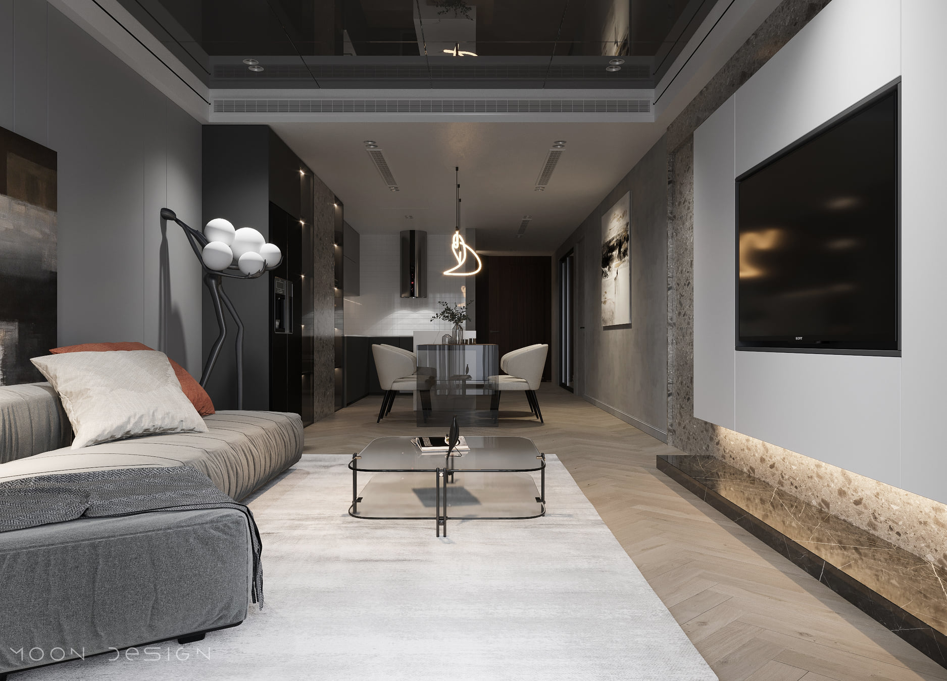 3D Interior Model Kitchen Living room 0264 Scene 3dsmax