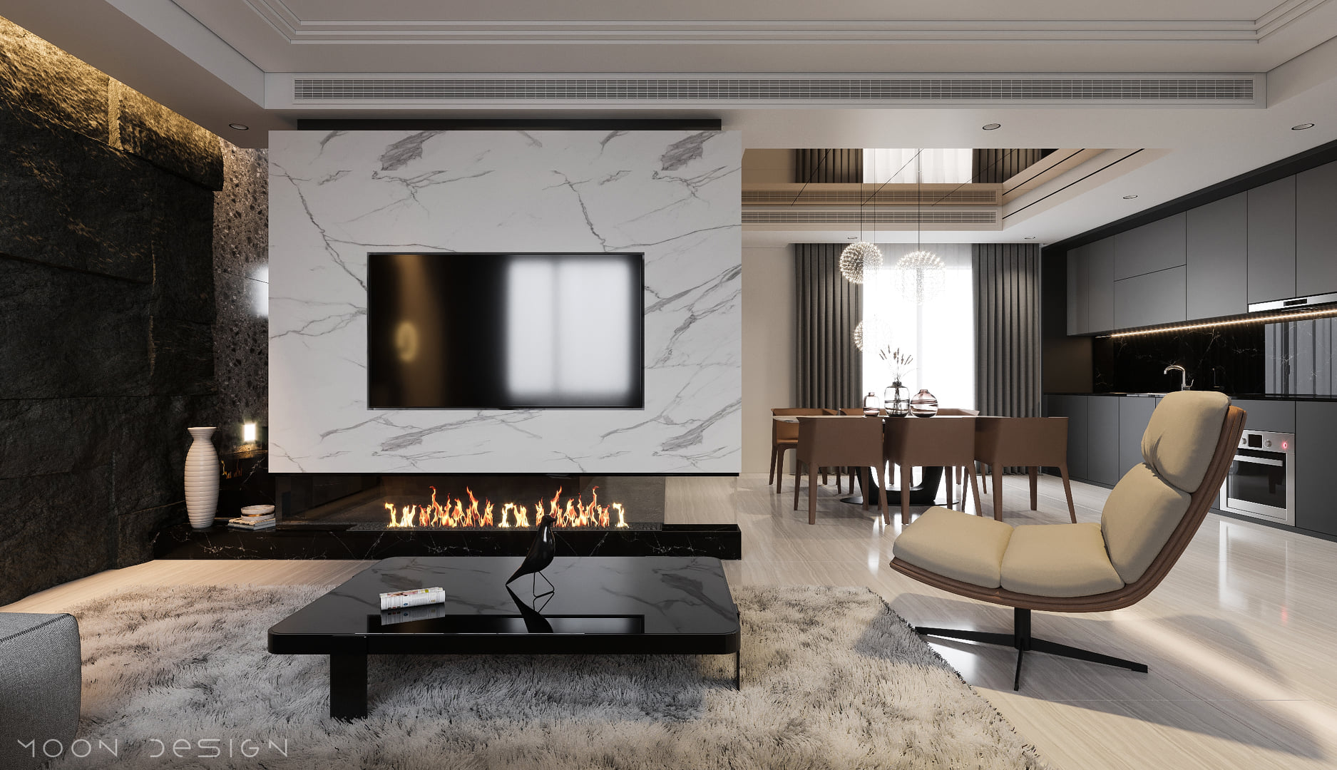 3D Interior Model Kitchen Living room 0265 Scene 3dsmax