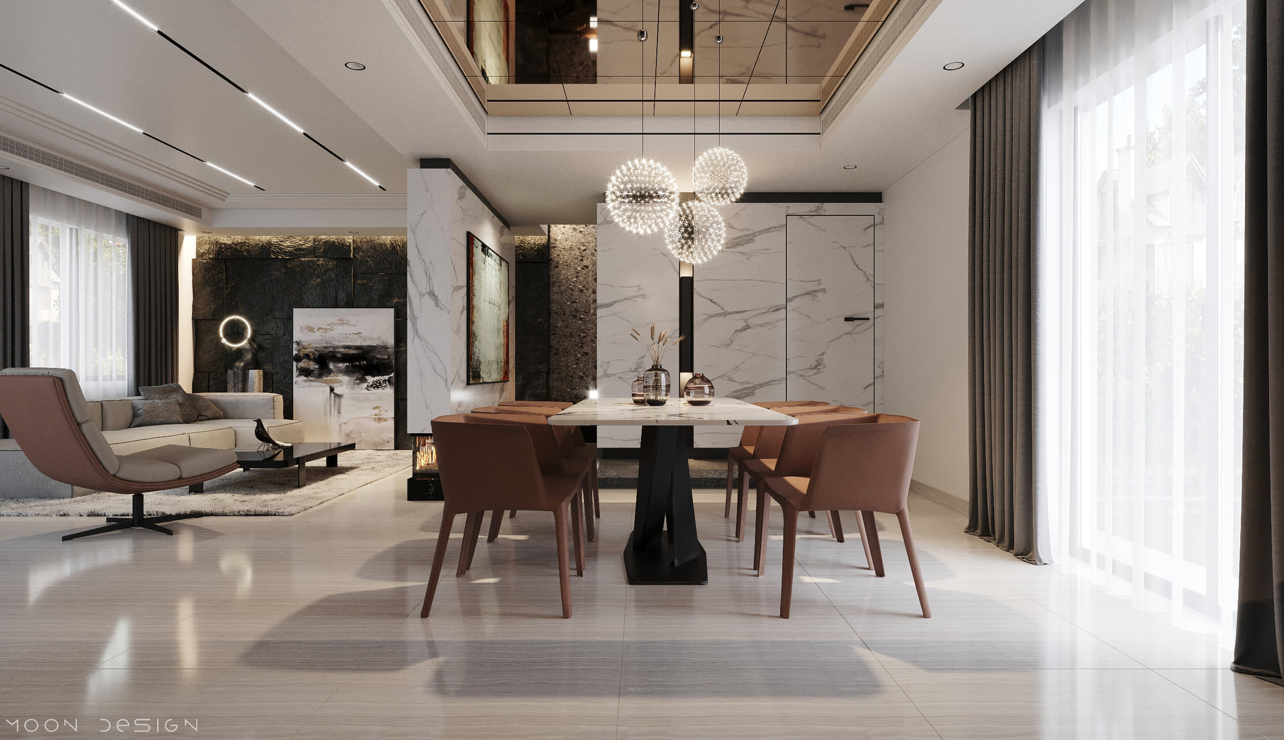 3D Interior Model Kitchen Living room 0265 Scene 3dsmax