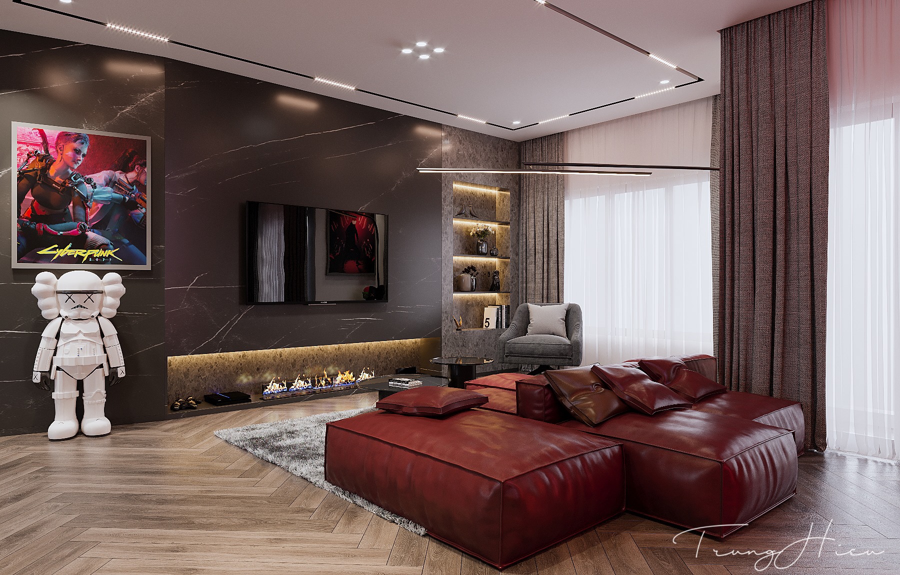 3D Interior Model Kitchen Living room 0266 Scene 3dsmax