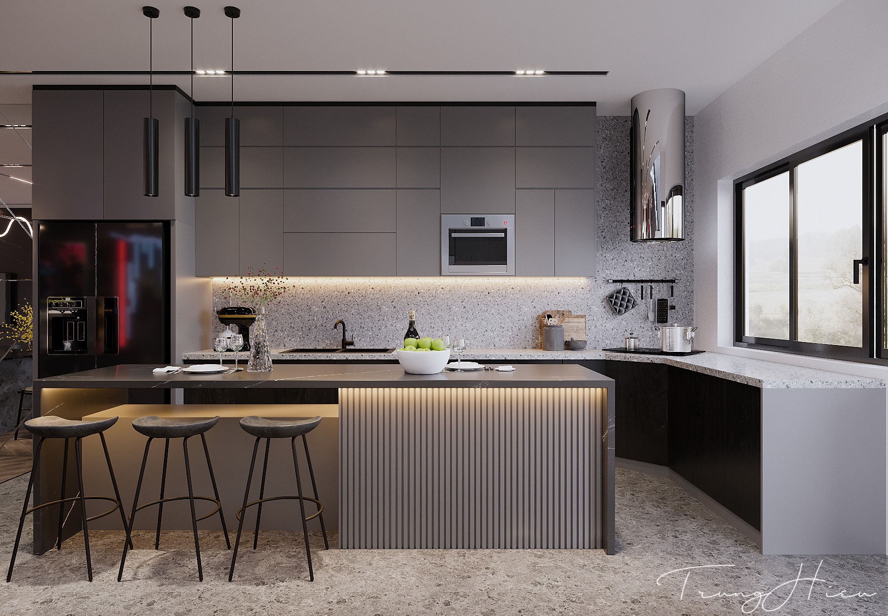 3D Interior Model Kitchen Living room 0266 Scene 3dsmax