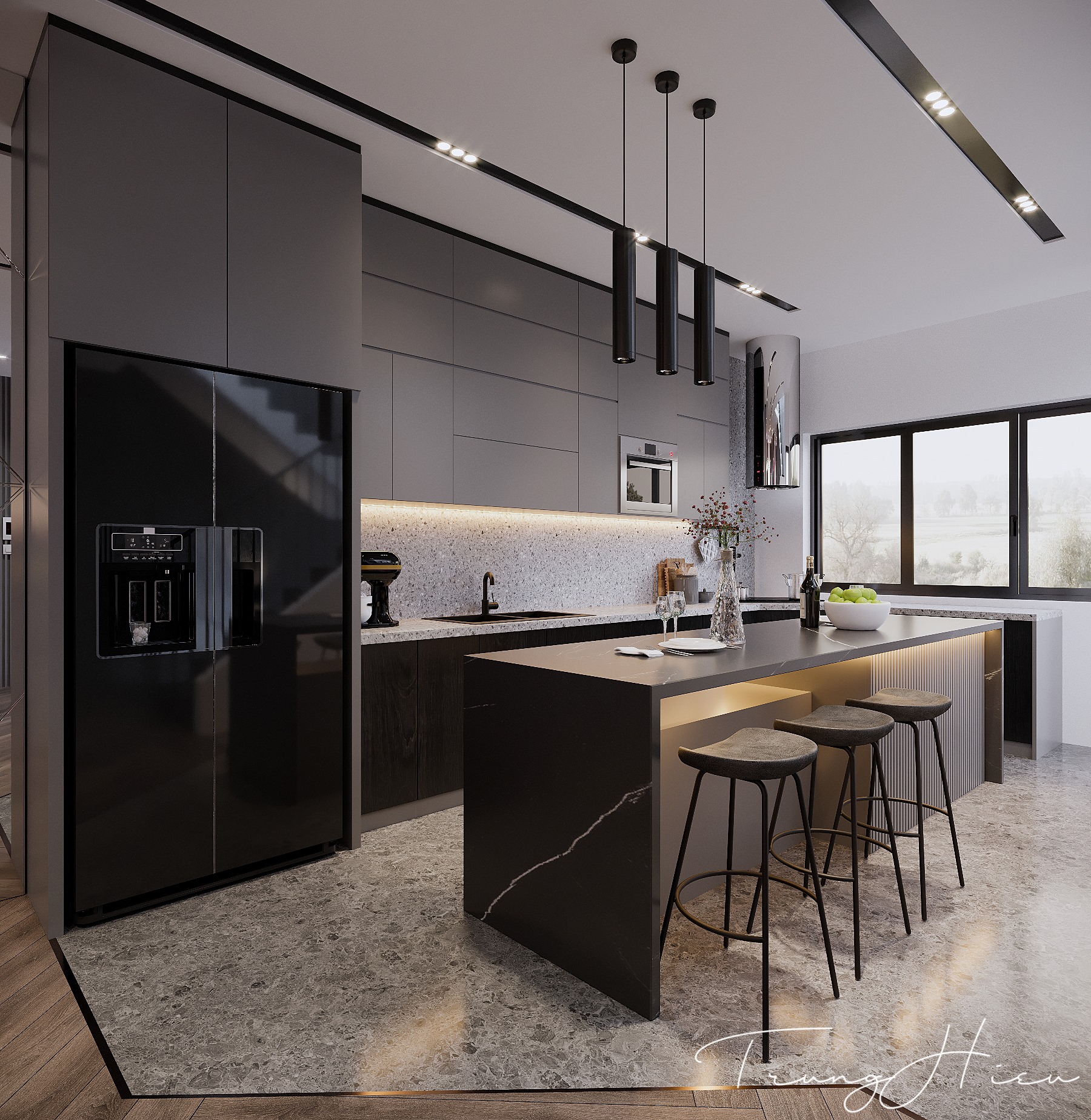 3D Interior Model Kitchen Living room 0266 Scene 3dsmax