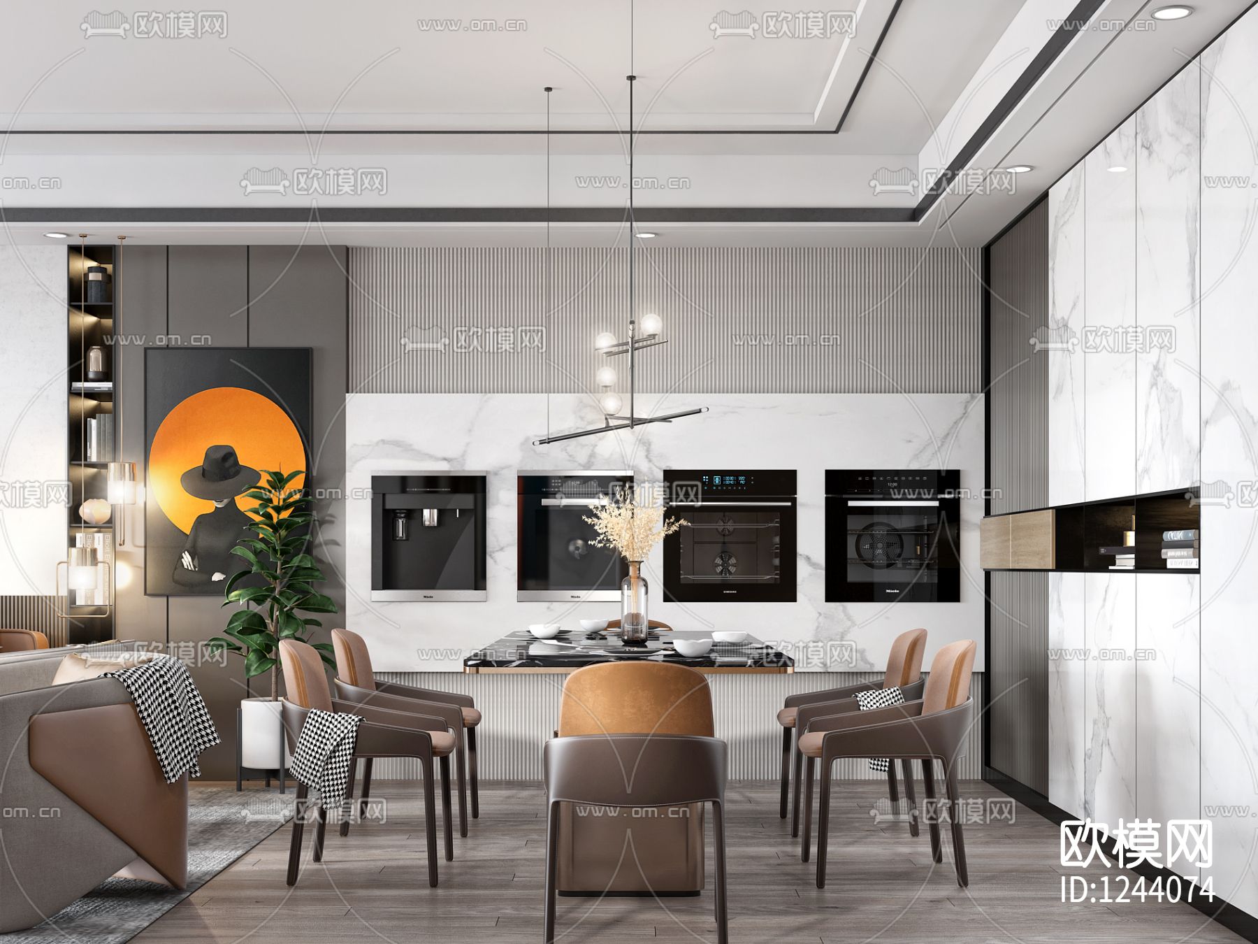 3D Interior Model Kitchen Living room 0268 Scene 3dsmax