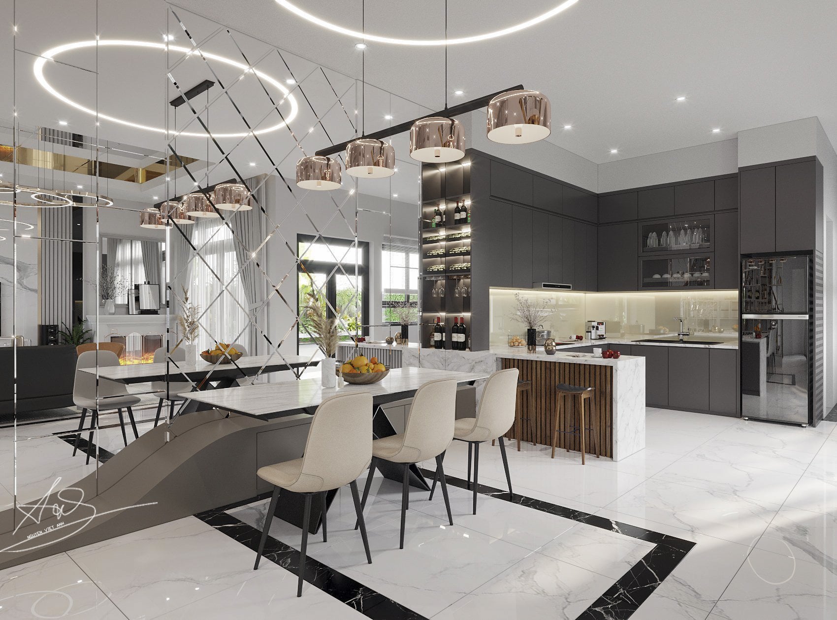 3D Interior Model Kitchen Living room 0276 Scene 3dsmax