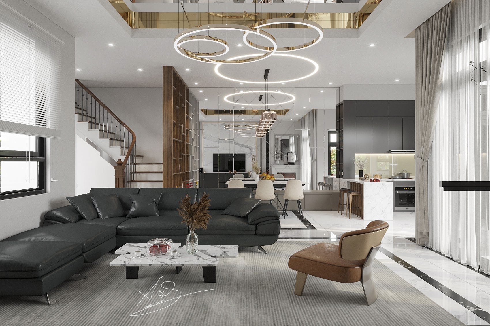 3D Interior Model Kitchen Living room 0276 Scene 3dsmax