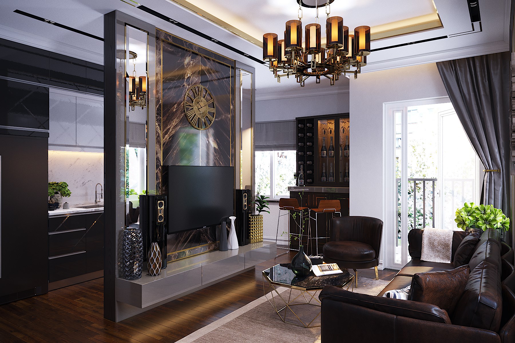 3D Interior Model Kitchen Living room 0277 Scene 3dsmax