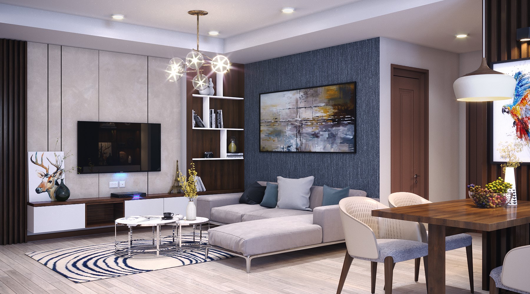 3D Interior Model Kitchen Living room 0279 Scene 3dsmax