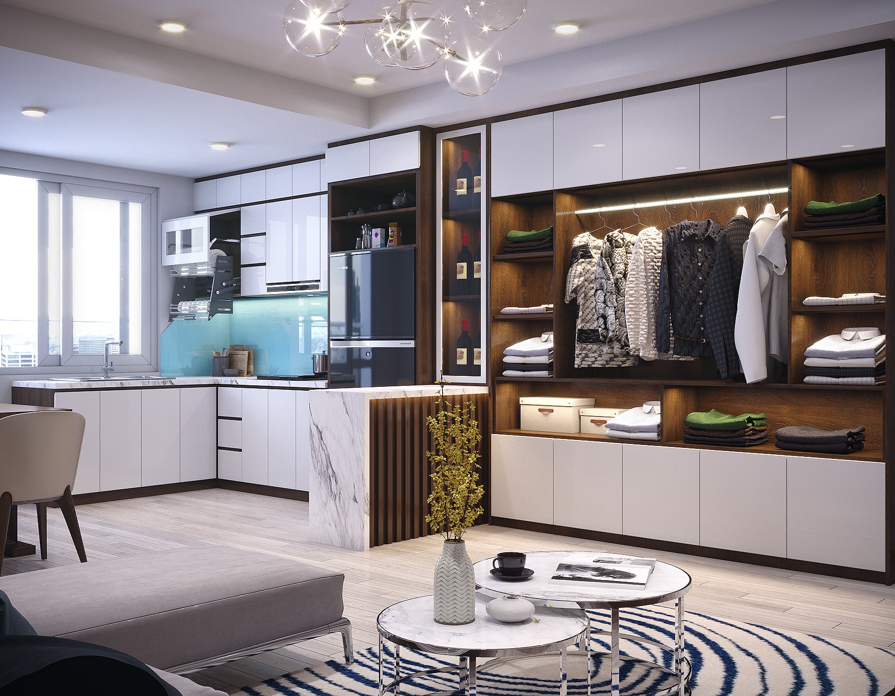 3D Interior Model Kitchen Living room 0279 Scene 3dsmax