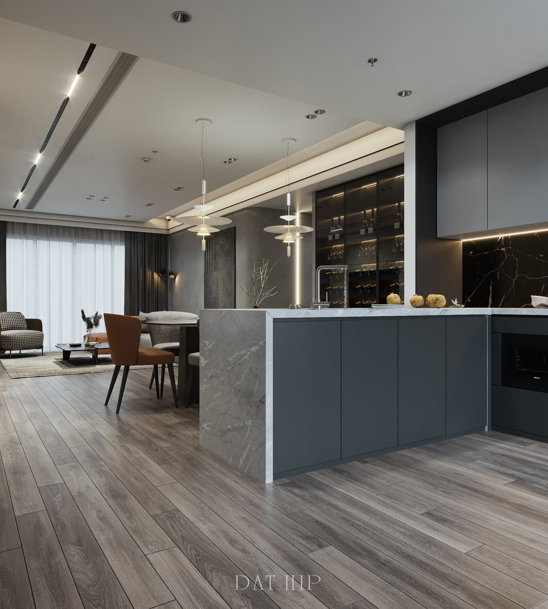 3D Interior Model Kitchen Living room 0282 Scene 3dsmax