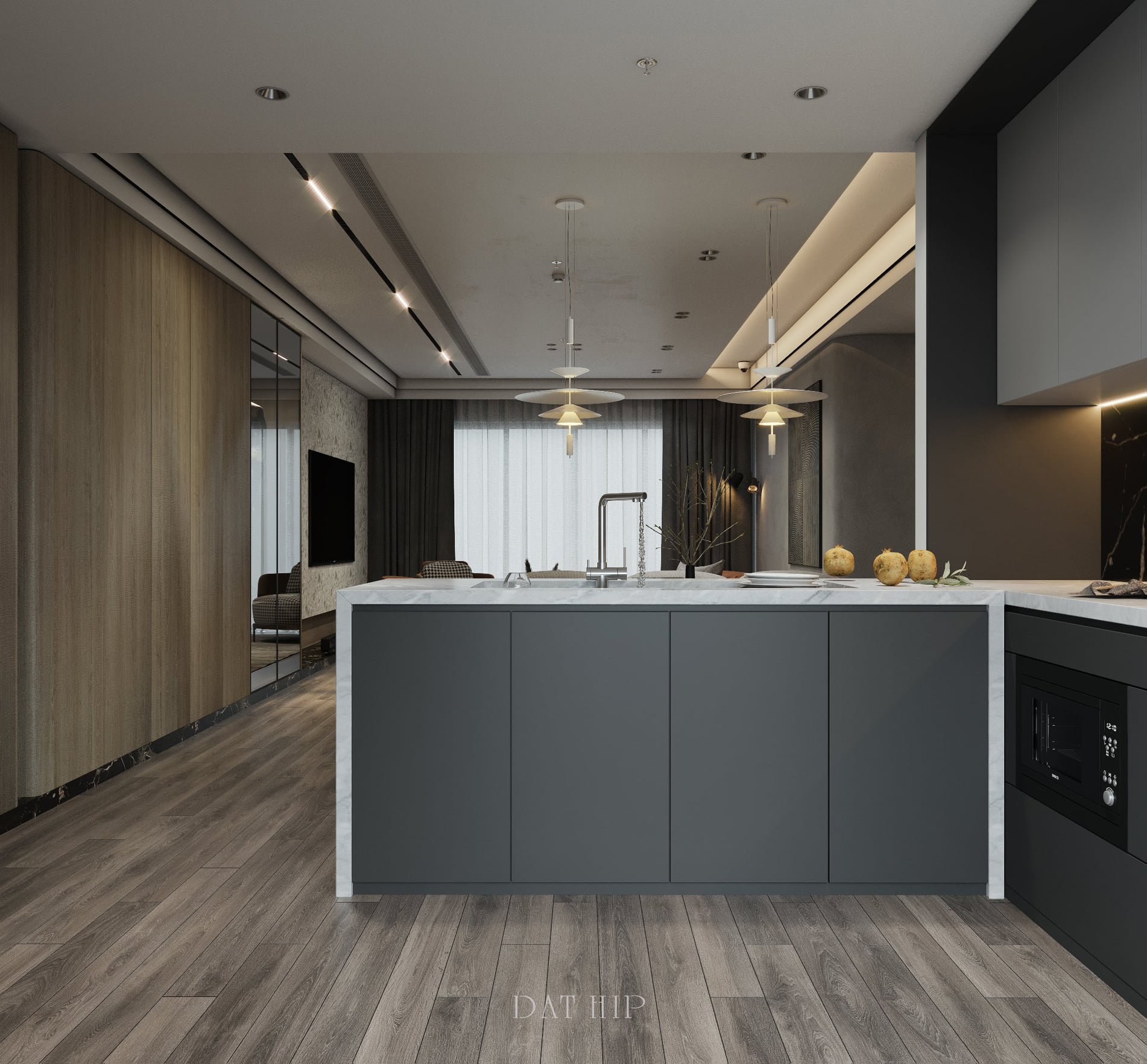 3D Interior Model Kitchen Living room 0282 Scene 3dsmax