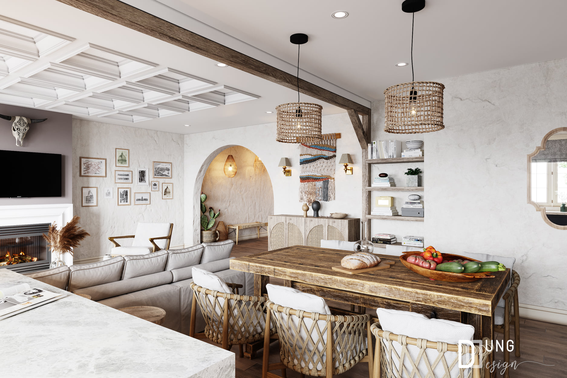 3D Interior Model Kitchen Living room 0285 Scene 3dsmax