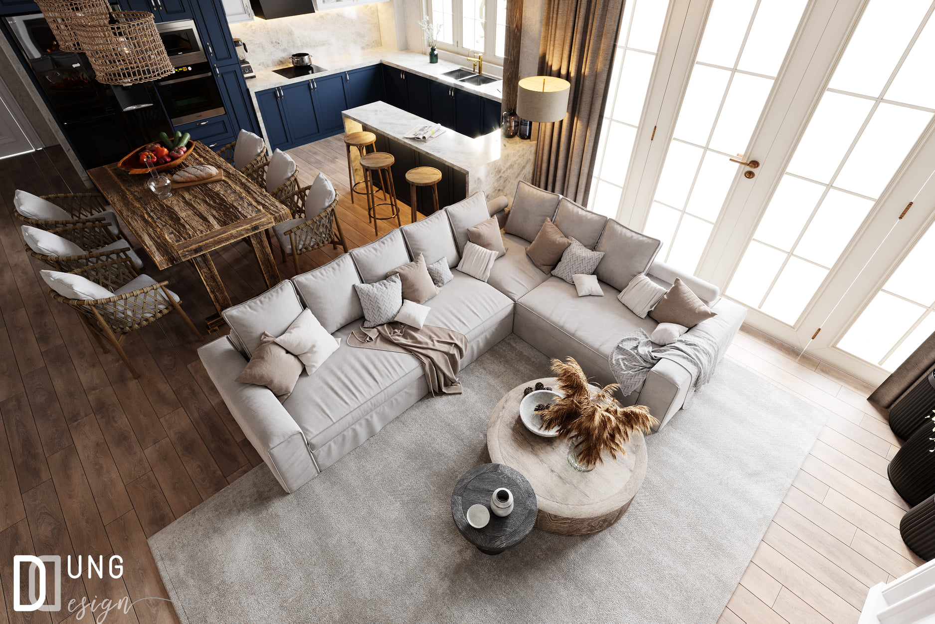 3D Interior Model Kitchen Living room 0285 Scene 3dsmax