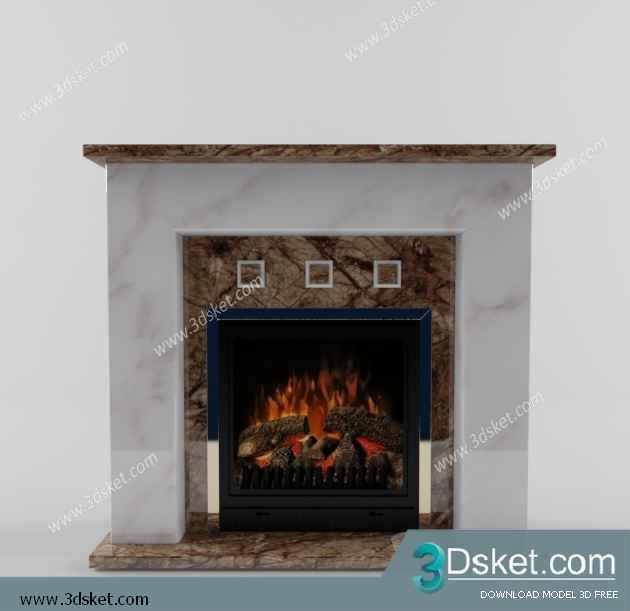 3D Model Fireplace Free Download 006