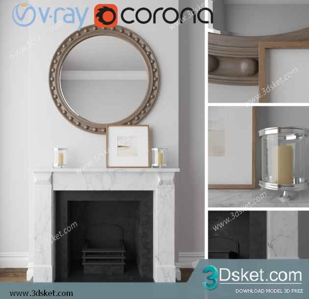 3D Model Fireplace Free Download 007