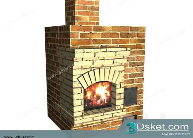 3D Model Fireplace Free Download 002