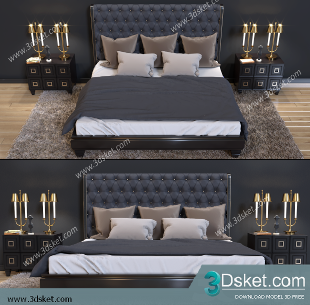 3D Model Bed Free Download Giường 438