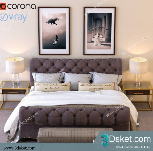 3D Model Bed Free Download Giường 440