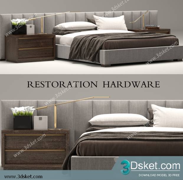 3D Model Bed Free Download Giường 523