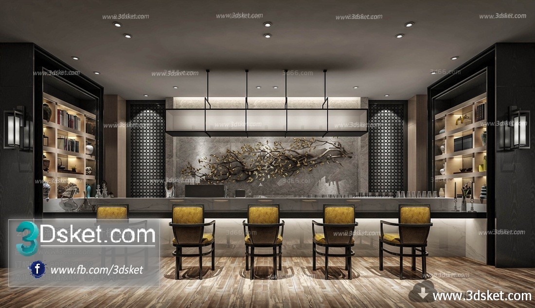 3D Interior Model Bar Room 007 Scene 3dsmax