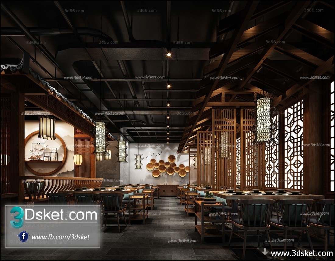 3D Interior Model Restaurant Coffee C002 Scene 3dsmax