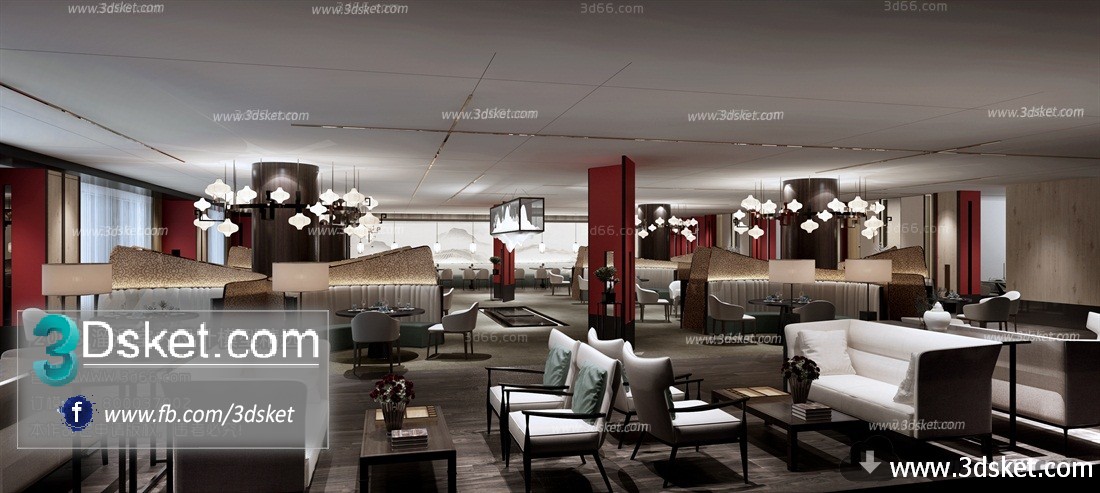 3D Interior Model Restaurant Coffee C004 Scene 3dsmax