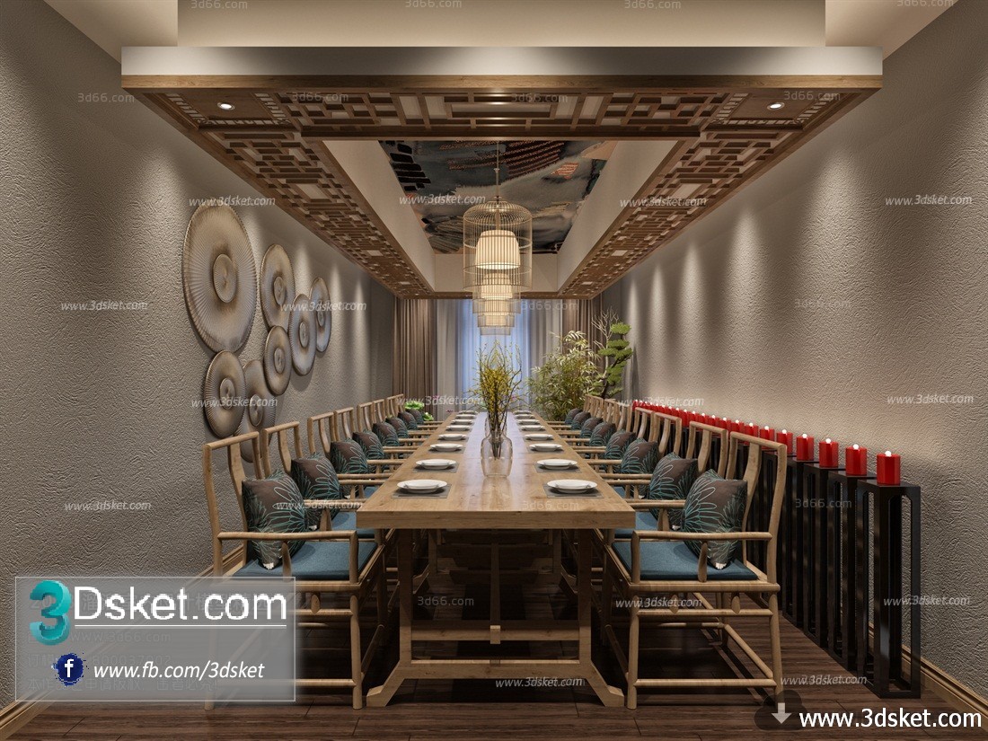 3D Interior Model Restaurant Coffee C007 Scene 3dsmax