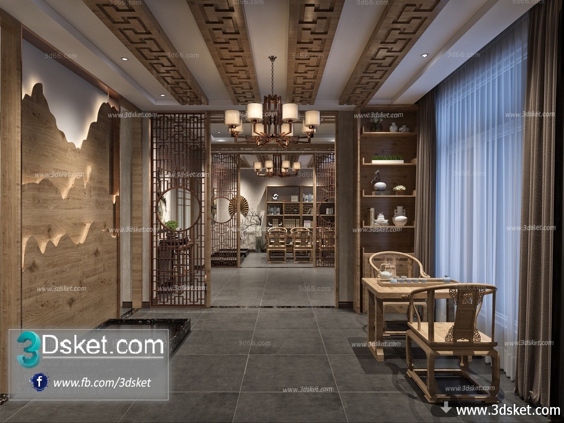 3D Interior Model Restaurant Coffee C008 Scene 3dsmax