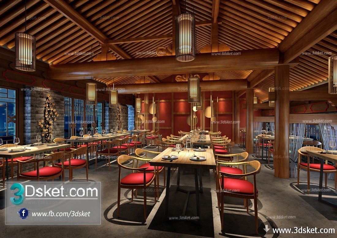 3D Interior Model Restaurant Coffee C009 Scene 3dsmax