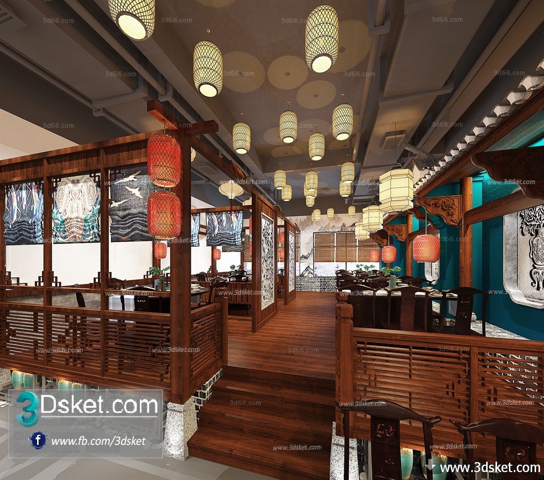 3D Interior Model Restaurant Coffee C010 Scene 3dsmax