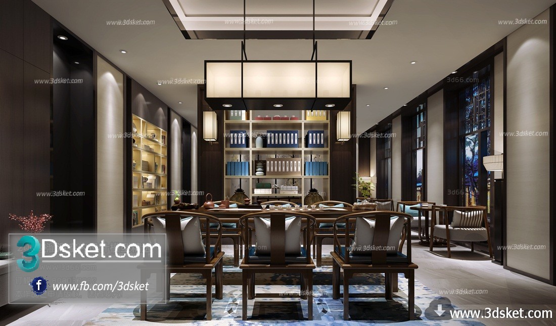 3D Interior Model Restaurant Coffee C011 Scene 3dsmax