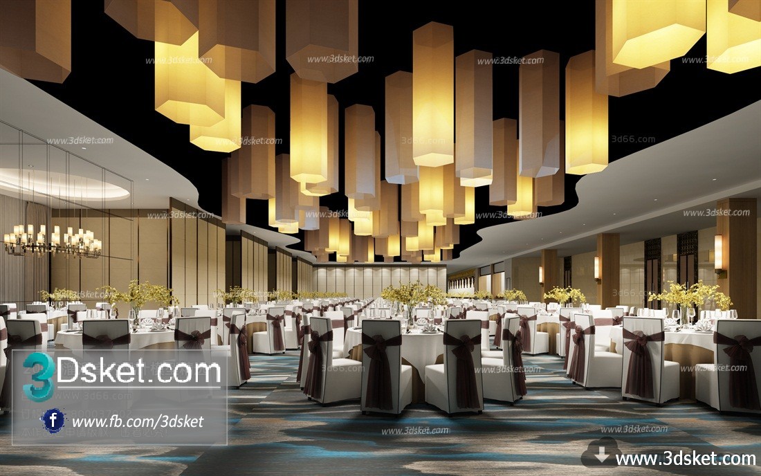 3D Interior Model Restaurant Coffee C013 Scene 3dsmax