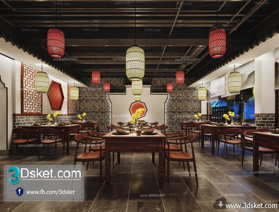 3D Interior Model Restaurant Coffee C014 Scene 3dsmax