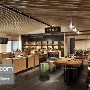 3D Interior Model Restaurant Coffee C015 Scene 3dsmax