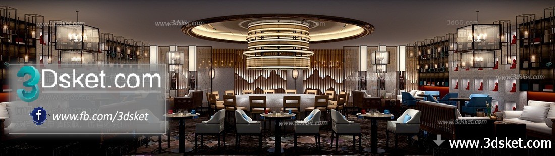 3D Interior Model Restaurant Coffee C017 Scene 3dsmax