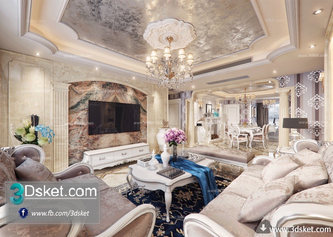 3D Interior Model Living room D003 Scene 3dsmax