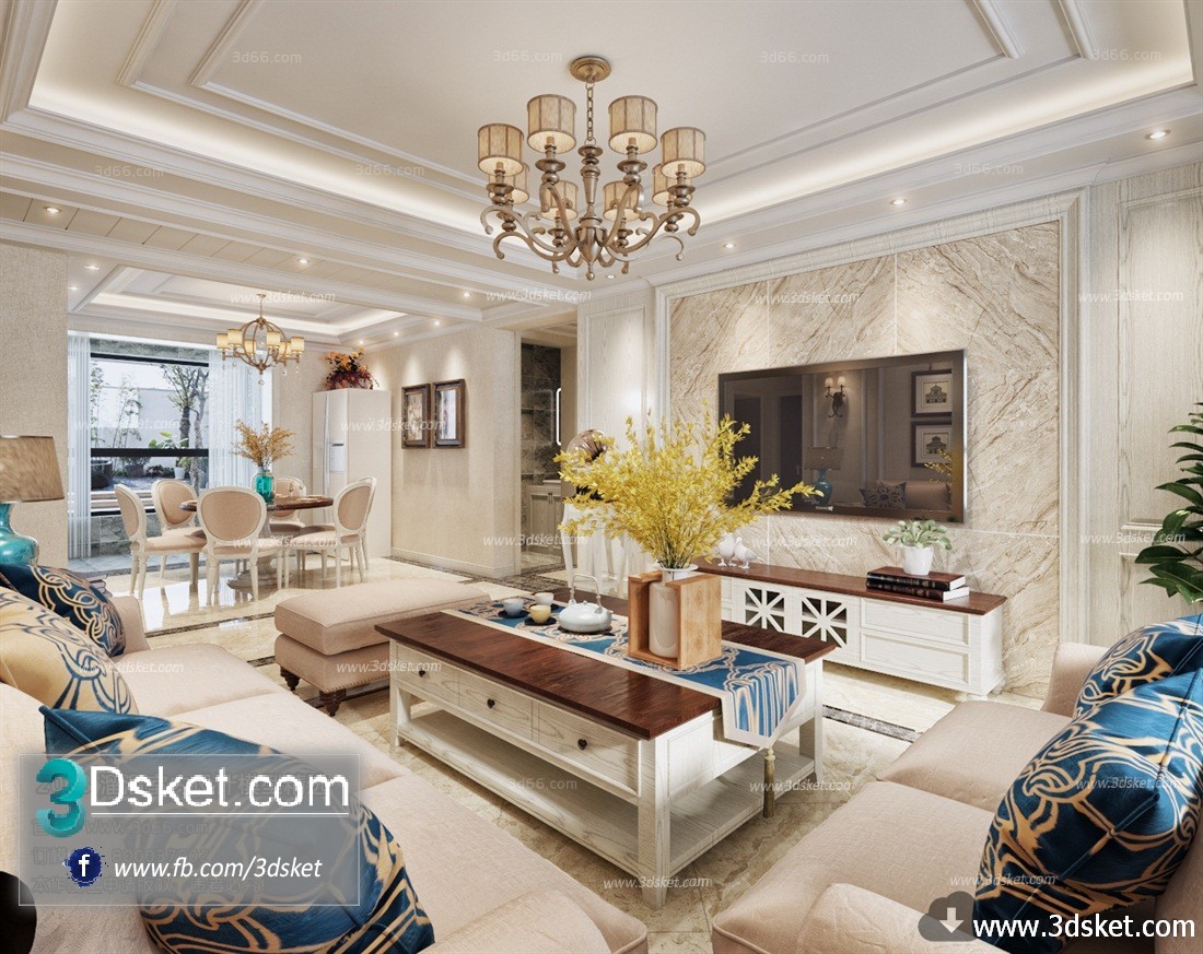 3D Interior Model Living room D004 Scene 3dsmax
