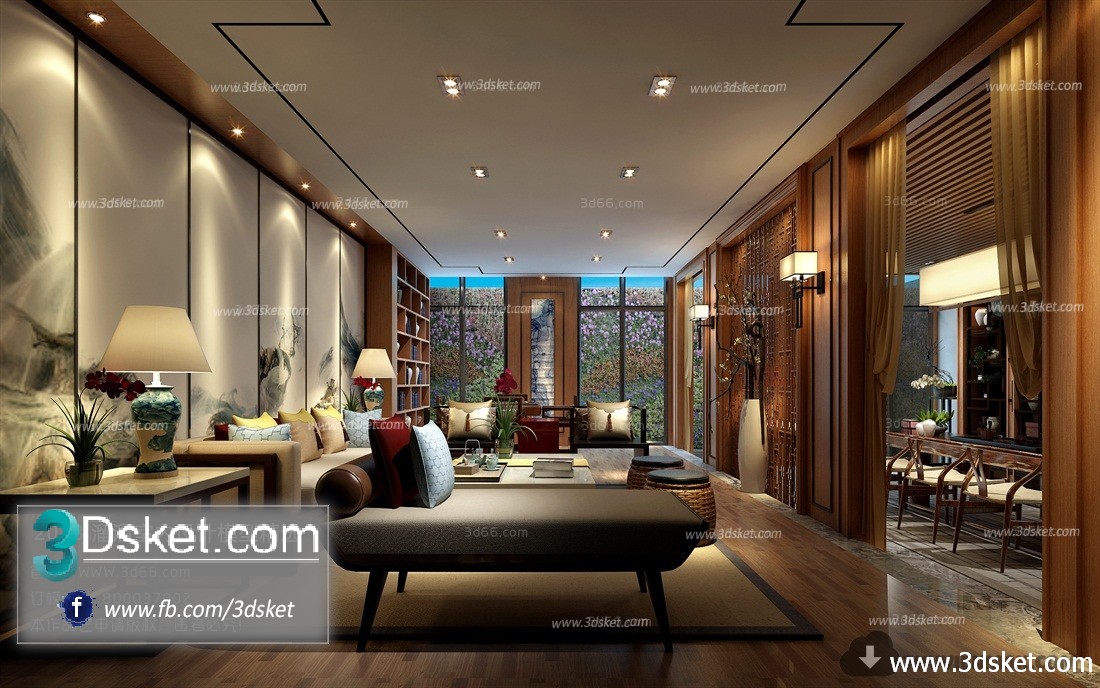 3D Interior Model Living room F001 Scene 3dsmax