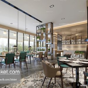 3D Interior Model Restaurant Coffee F002 Scene 3dsmax