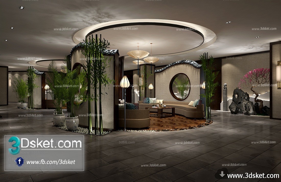 3D Interior Model Restaurant Coffee F004 Scene 3dsmax