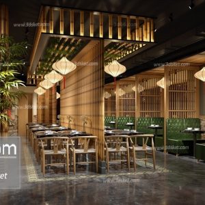 3D Interior Model Restaurant Coffee F005 Scene 3dsmax