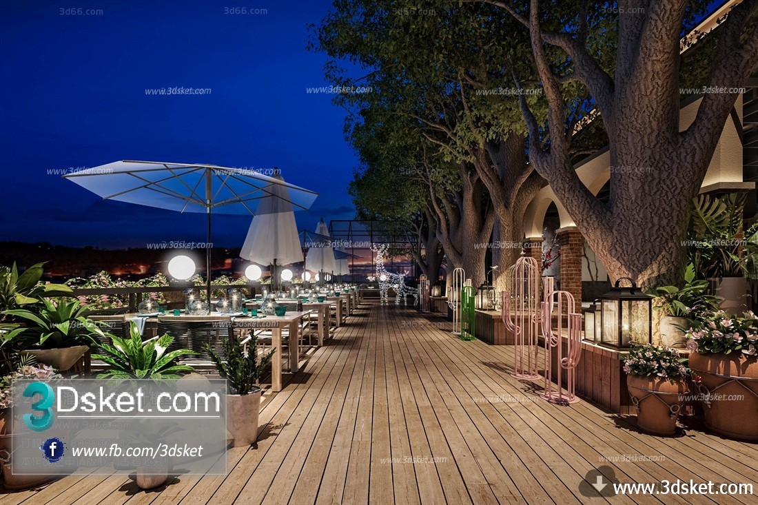 3D Interior Model Restaurant Coffee F006 Scene 3dsmax