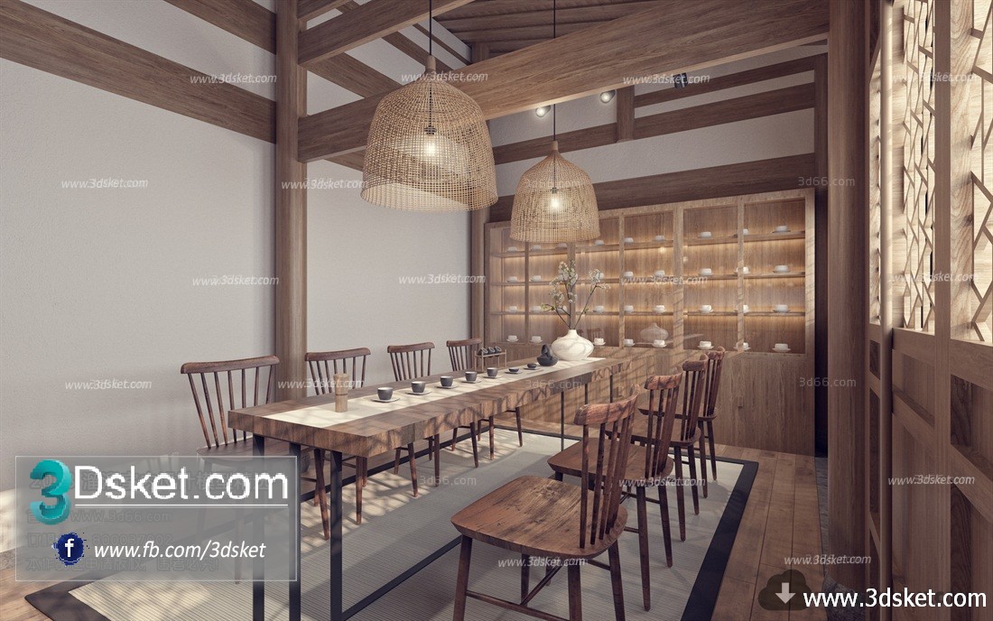 3D Interior Model Restaurant Coffee F009 Scene 3dsmax